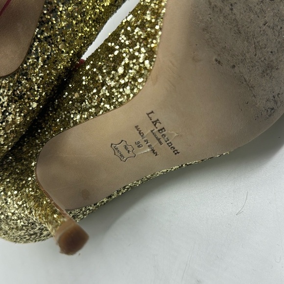 LK Bennett Gold Sparkle Heels Size 39 - Picture 7 of 14